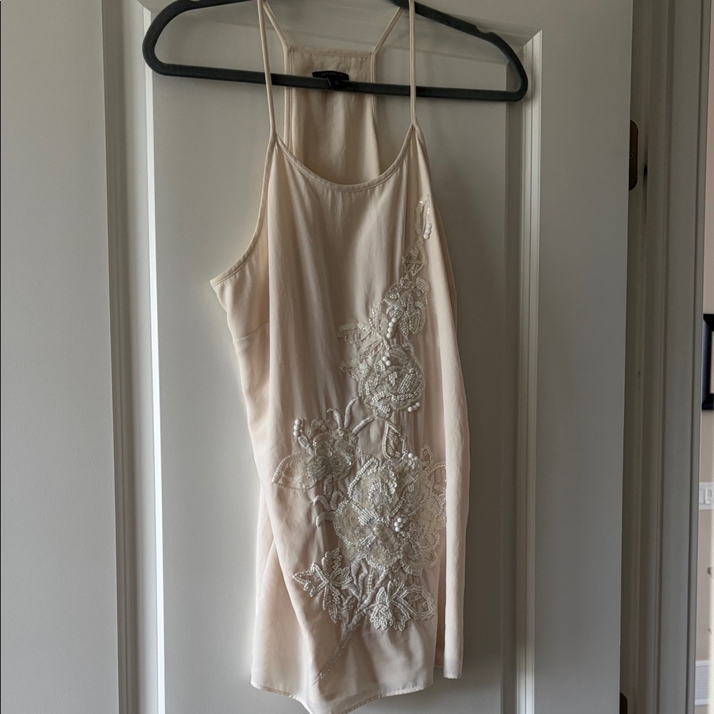 Ann Taylor Blush Cream Embellished Silk Camisole